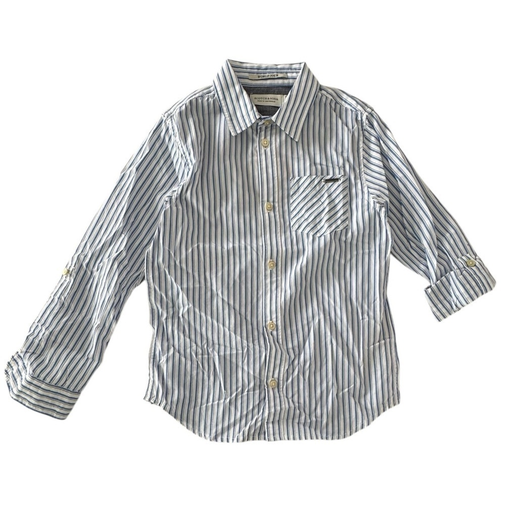 Scotch & Soda Boys  Blue and White Button Down Shirt NWT